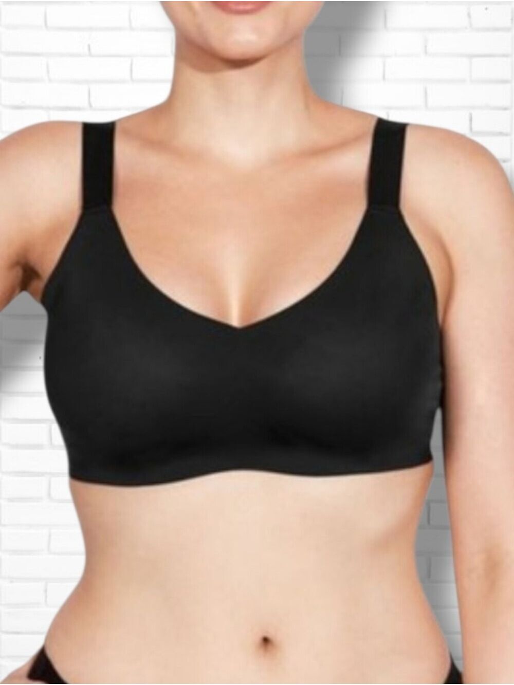 knix Black Padded V Neck Wireless Widw Strap Bra Size 3/36 B C, 38 B